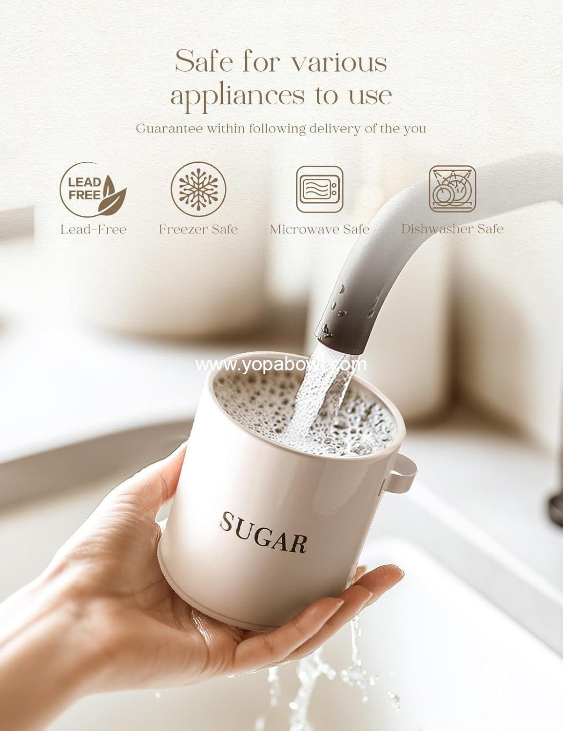 Wholesale Airtight 17oz Sugar Bowl with Lid and Spoon - Metal Sugar Container for Coffee Bar - Kitchen Decor (White) Factory