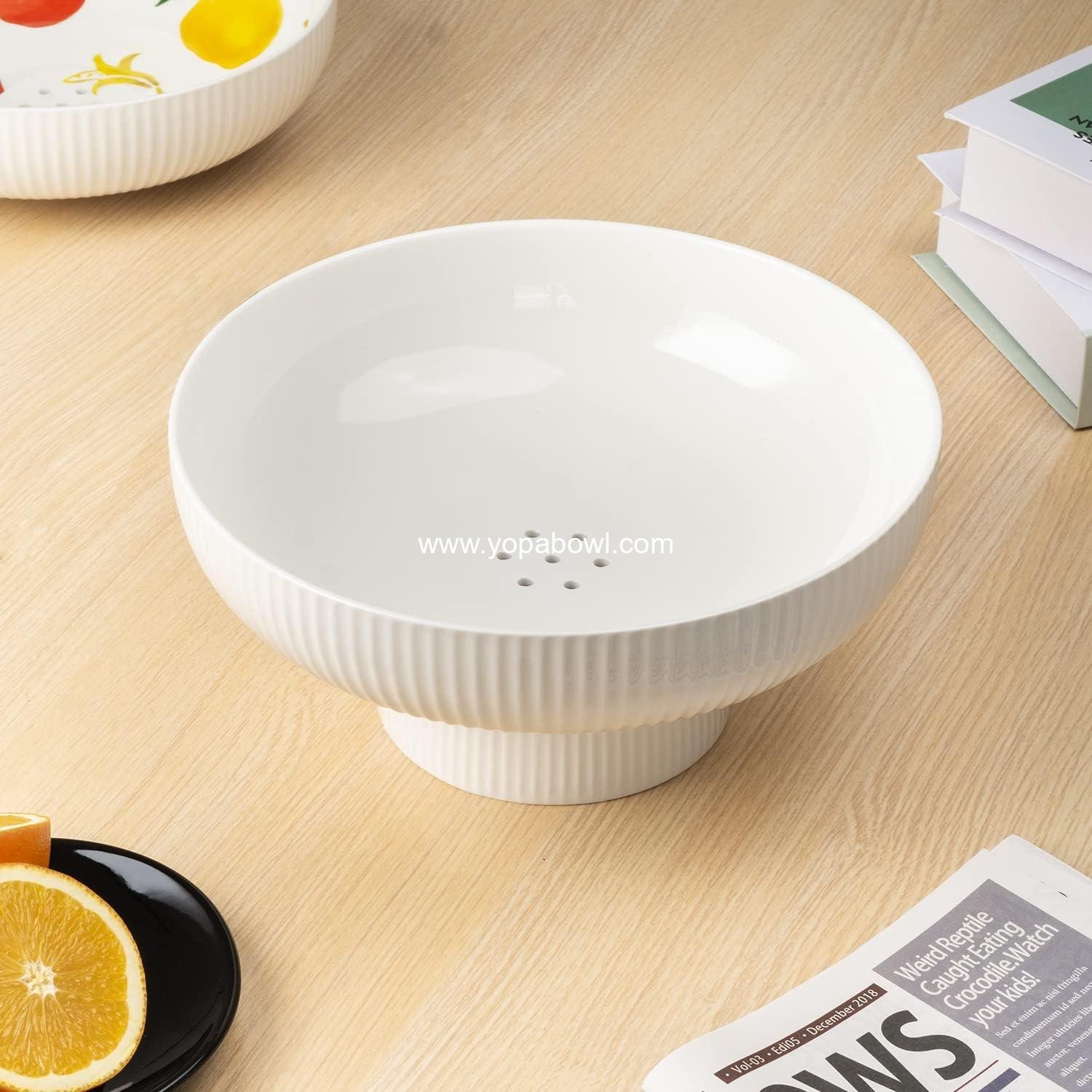 Wholesale Ceramic Fruit Bowl with Draining Holes, 10