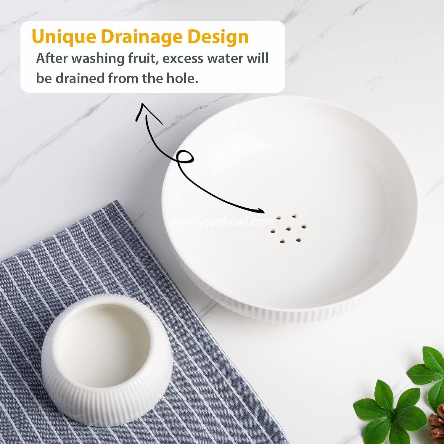 Wholesale Ceramic Fruit Bowl with Draining Holes, 10