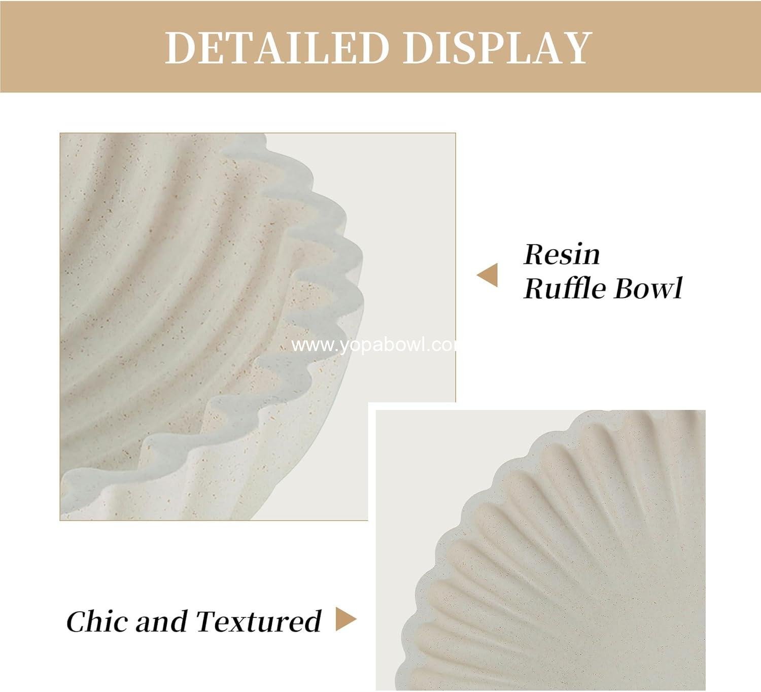 Wholesale Decorative Centerpiece Bowl: Large Scalloped Fruit Bowl for Home Dining Kitchen Counter, Ruffle Key Tray for Living Entryway Coffee Table, Factory