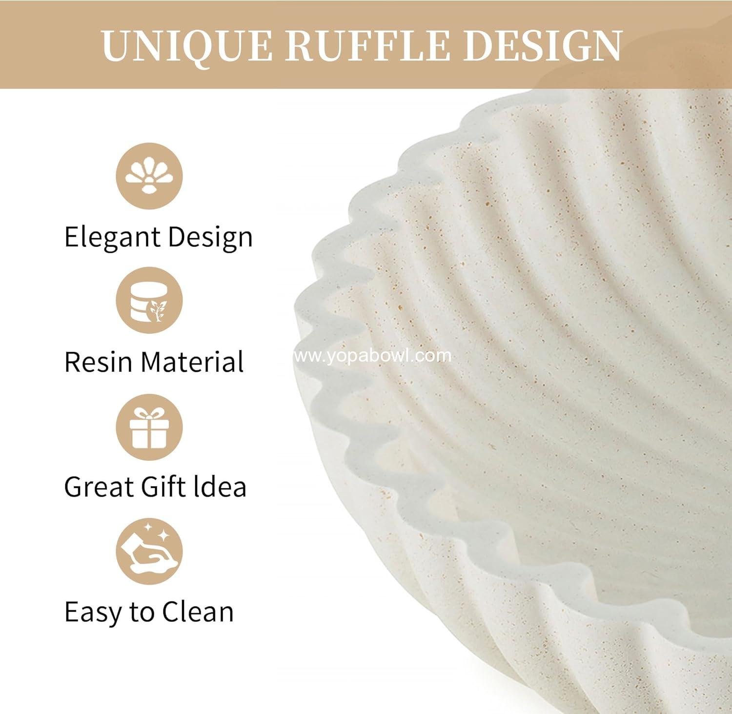 Wholesale Decorative Centerpiece Bowl: Large Scalloped Fruit Bowl for Home Dining Kitchen Counter, Ruffle Key Tray for Living Entryway Coffee Table, Factory