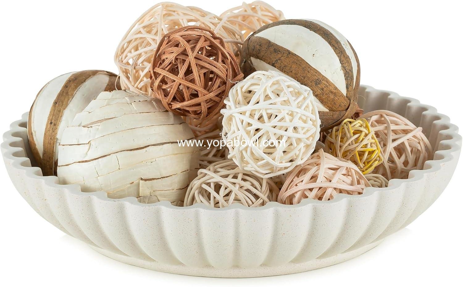 Wholesale Decorative Centerpiece Bowl: Large Scalloped Fruit Bowl for Home Dining Kitchen Counter, Ruffle Key Tray for Living Entryway Coffee Table, Factory