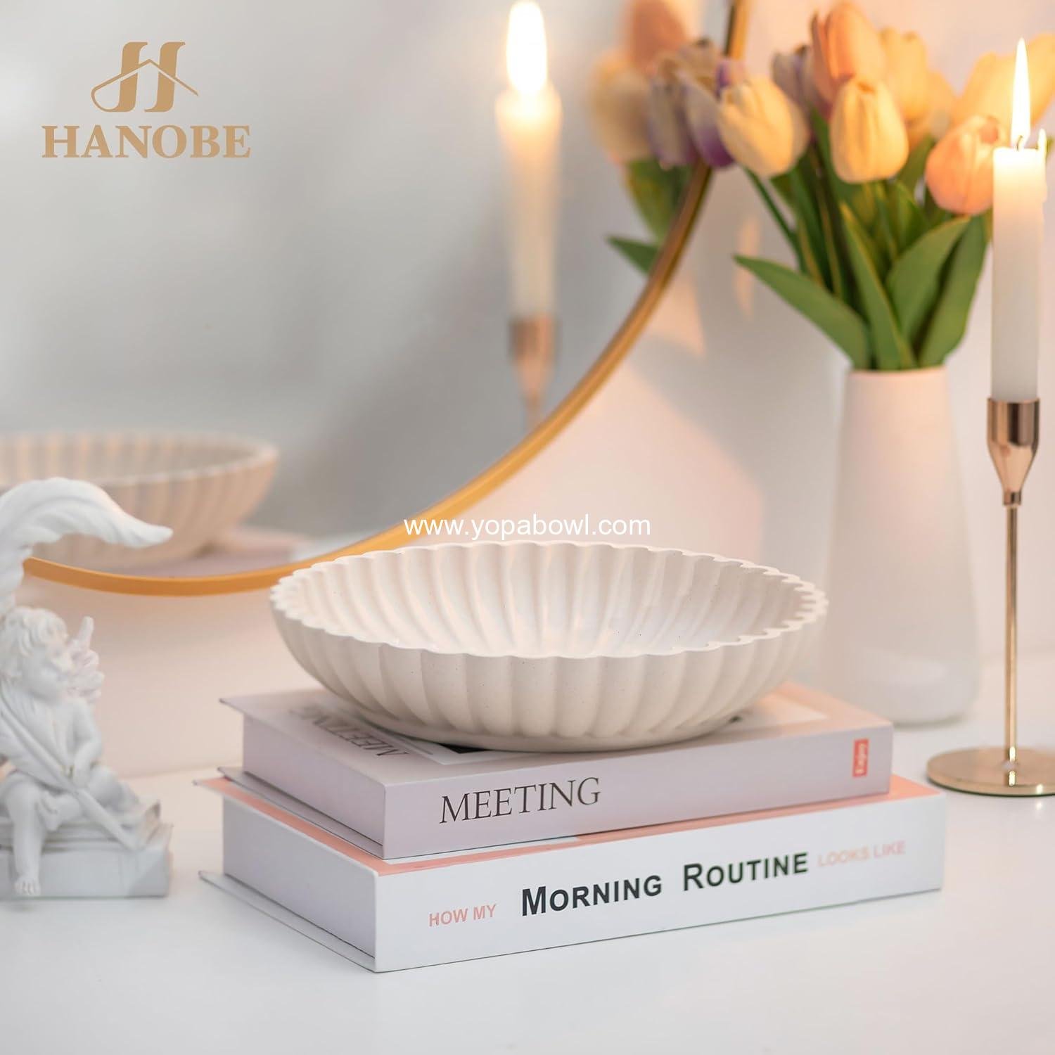 Wholesale Decorative Centerpiece Bowl: Large Scalloped Fruit Bowl for Home Dining Kitchen Counter, Ruffle Key Tray for Living Entryway Coffee Table, Factory