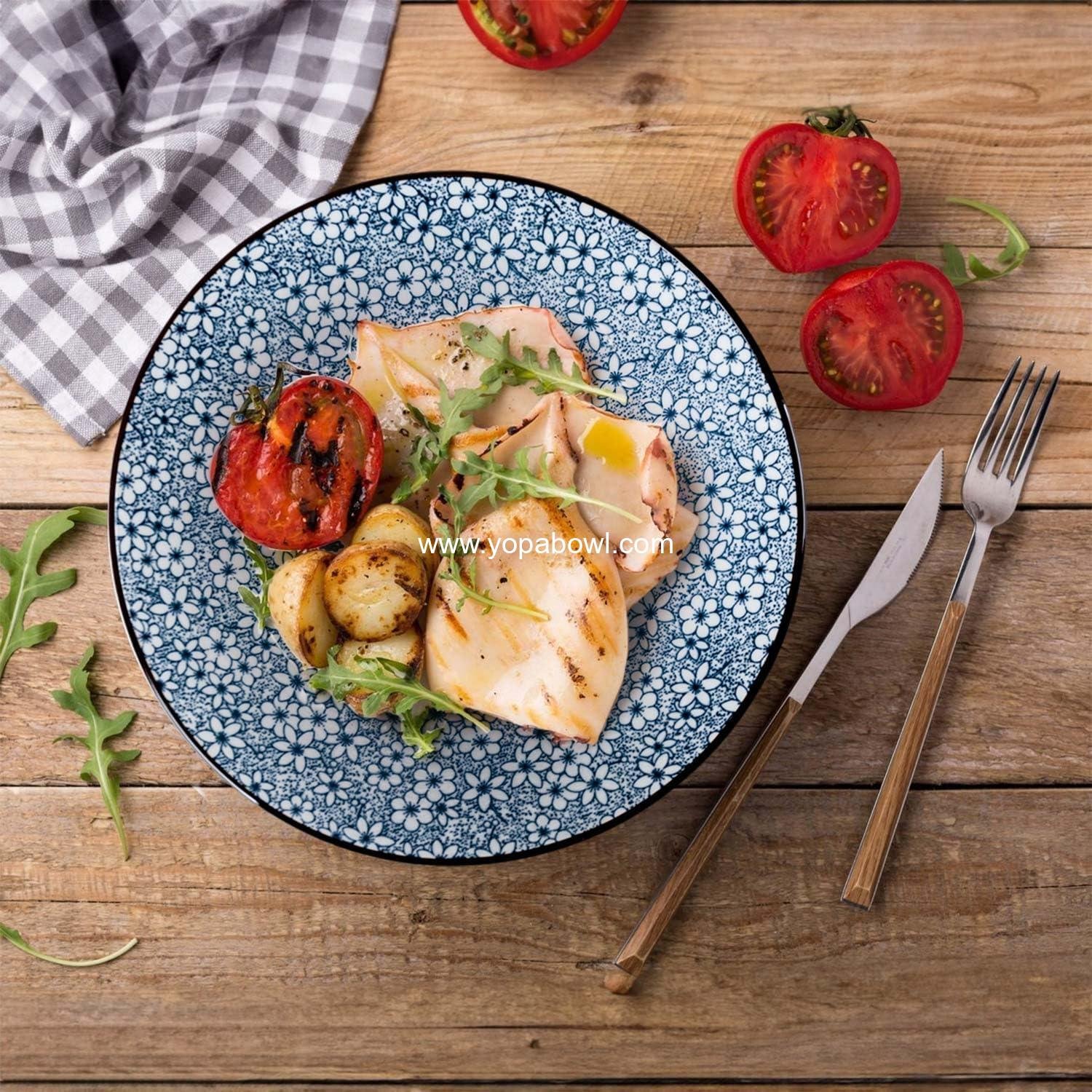 Wholesale 38 oz Ramen Bowls Set of 4, Large 8 Inch Ceramic Soup Bowls in Blue and White Mixing Pattern - Factory