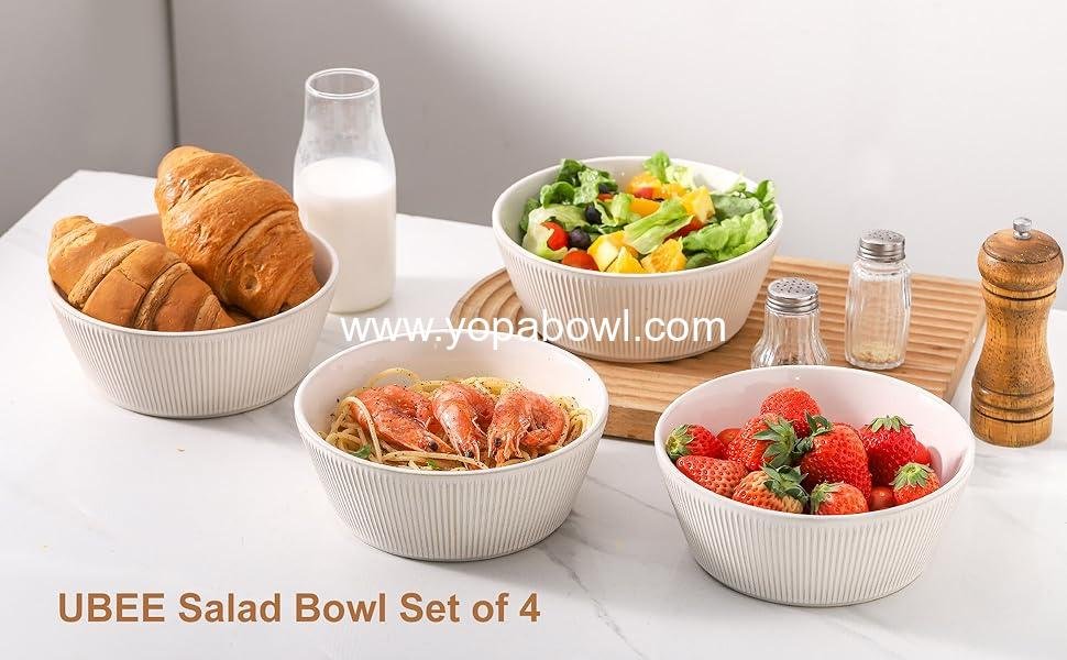 Wholesale Large Soup Bowls Set of 4, 7.3 Inch White Ceramic Salad Bowls for Ramen, Pasta, Fruit, and Cereal, Dishwasher and Microwave Safe Factory