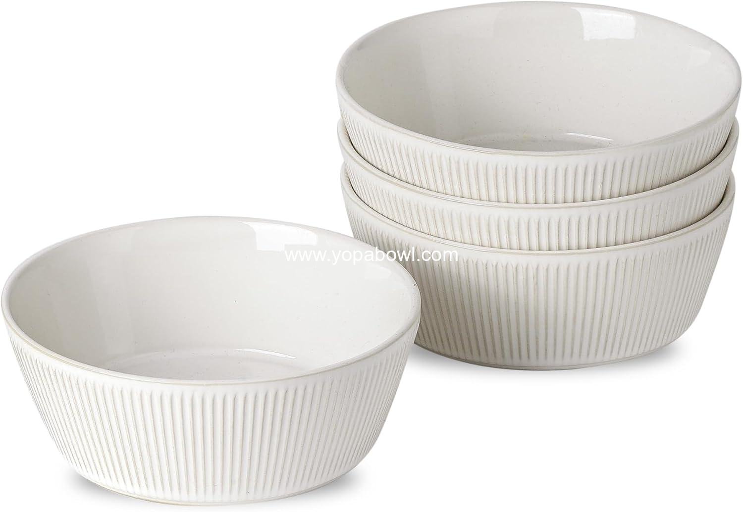 UBEE Large Soup Bowls Set of 4, 7.3 inch White Salad Bowls, Ceramic Serving Bowls for Ramen, Pasta, Fruit, Cereal, Fruit, Dinner, Dishwasher and Microwave Safe