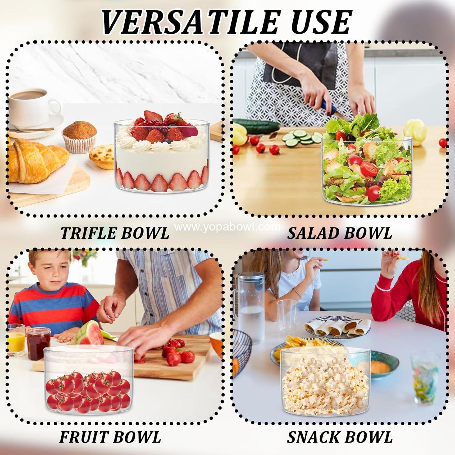 Wholesale 2PCS Premium Glass Trifle Bowl with Lid - Ideal for Desserts, Ice Cream, Fruit, Salads, and Food Storage, 5.5 x 3.5 Inch Clear Round Container with Airtight Lid, Microwave Safe - Factory