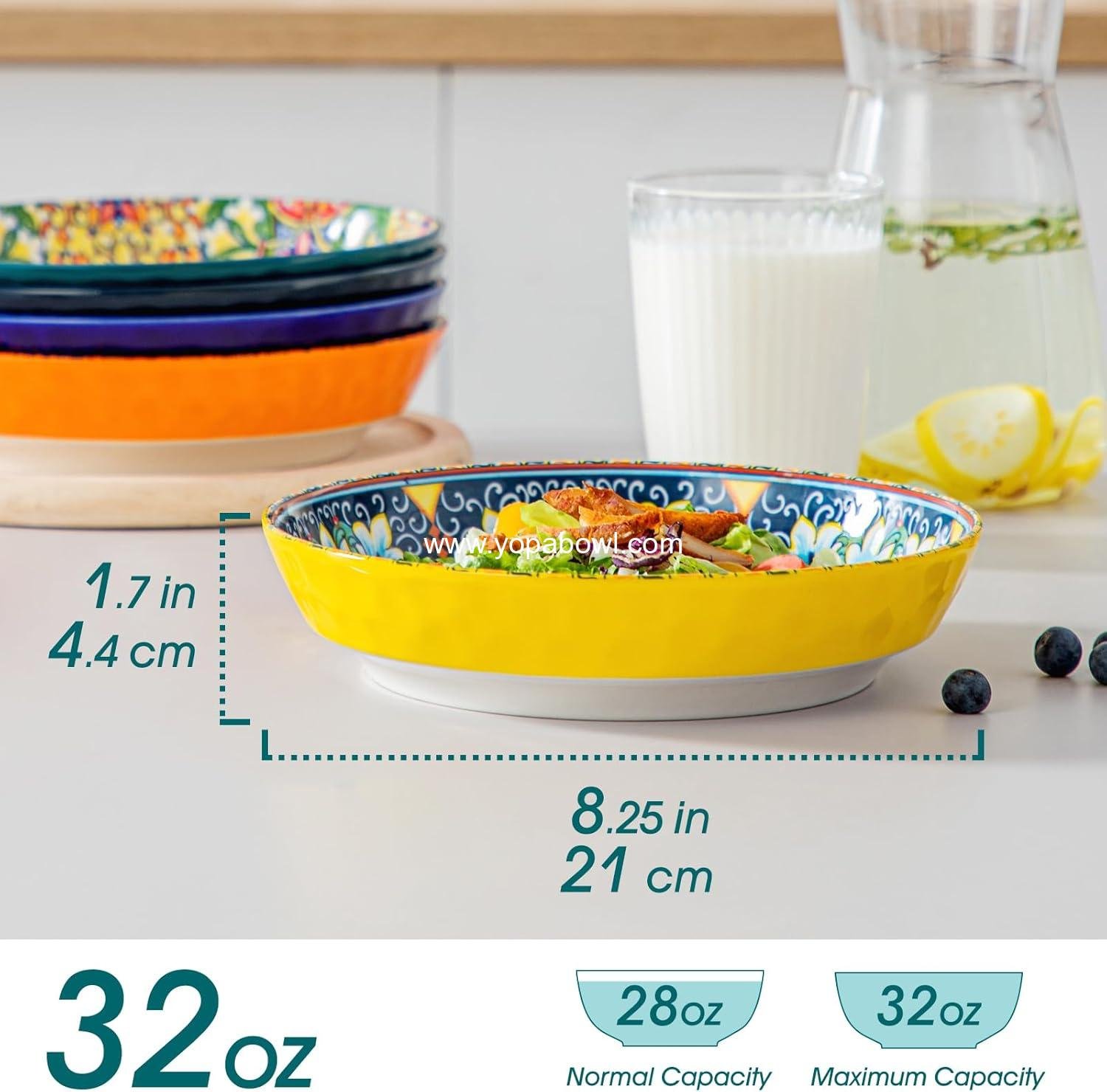 Wholesale 32 Oz Colorful Ceramic Pasta Bowls Set of 6, Large Salad Serving Bowls for Kitchen, Dishwasher & Microwave Safe, Soup Pasta Plates Factory Wholesale 32 Oz Colorful Ceramic Pasta Bowls Set of 6, Large Salad Serving Bowls for Kitchen, Dishwasher & Microwave Safe, Soup Pasta Plates Factory