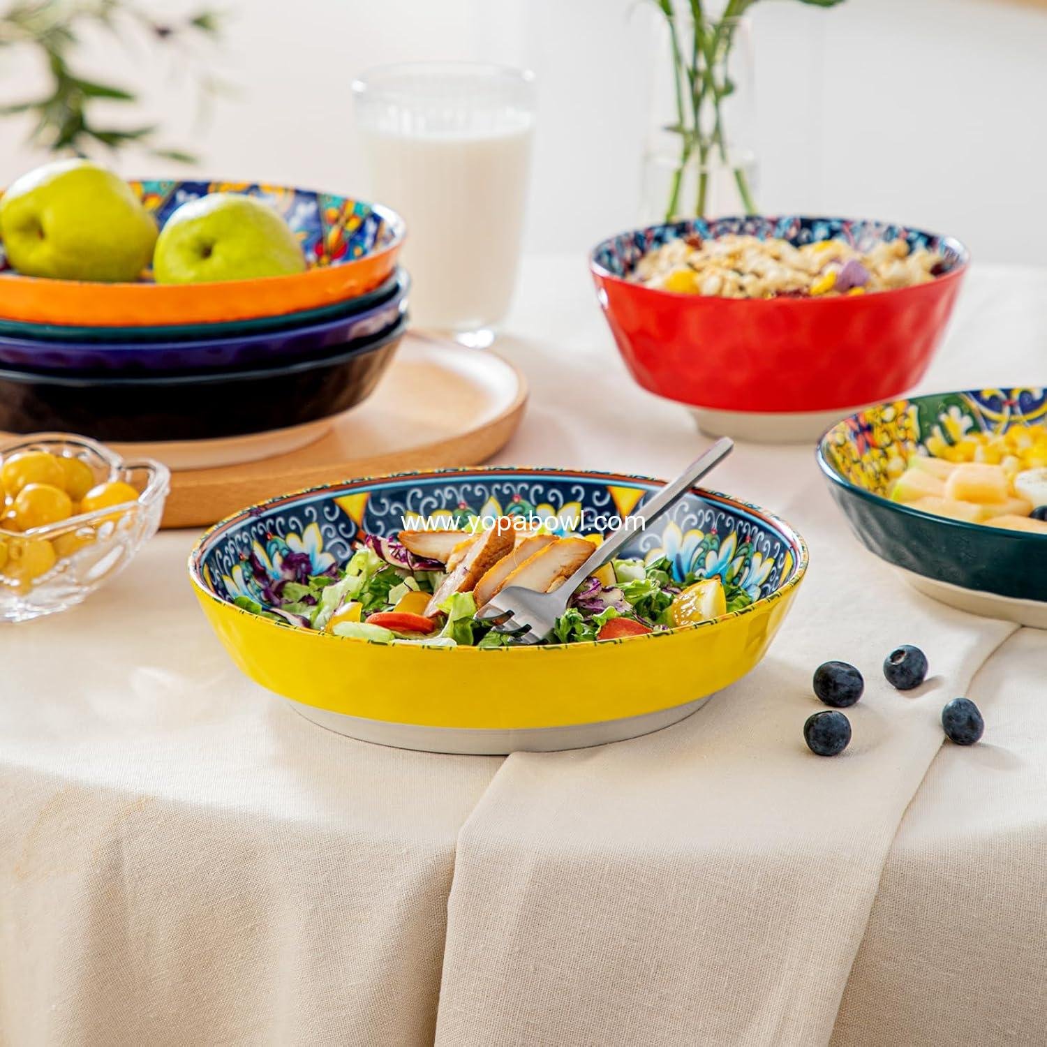 Wholesale 32 Oz Colorful Ceramic Pasta Bowls Set of 6, Large Salad Serving Bowls for Kitchen, Dishwasher & Microwave Safe, Soup Pasta Plates Factory Wholesale 32 Oz Colorful Ceramic Pasta Bowls Set of 6, Large Salad Serving Bowls for Kitchen, Dishwasher & Microwave Safe, Soup Pasta Plates Factory