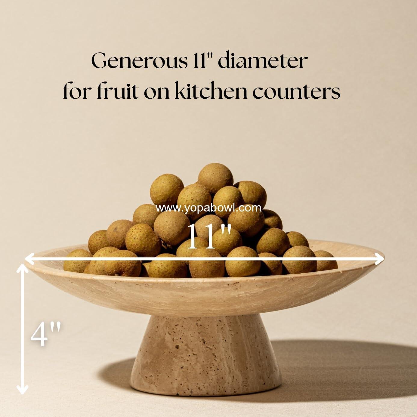 Wholesale Large Travertine Stone Fruit Bowl, Footed Marble Centerpiece, Home Decor Factory