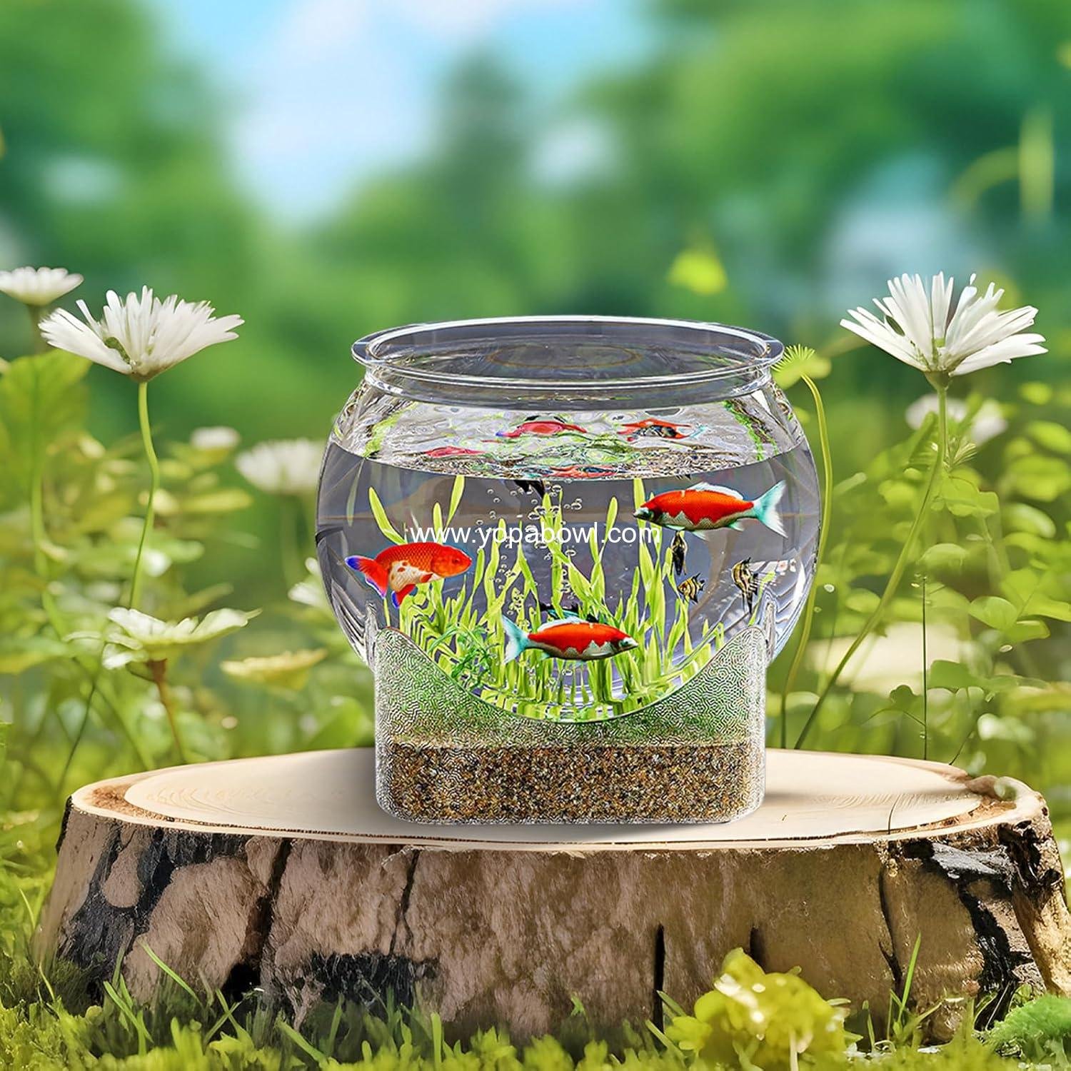 Wholesale Clear Shatterproof Round Plastic Betta Fish Bowl Mini Desktop Aquarium Centerpiece for Home Decoration - Factory