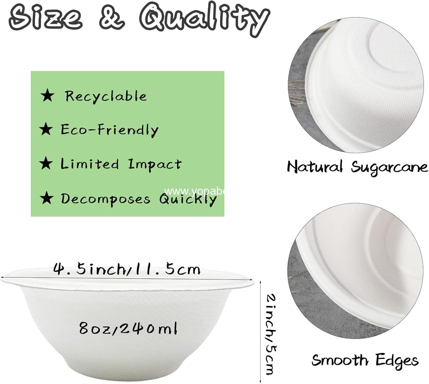 Wholesale 110 Pcs 8oz Compostable Paper Bowls Biodegradable Heavy-Duty Bagasse for Salad Dessert Parties Catering Factory Wholesale 110 Pcs 8oz Compostable Paper Bowls Biodegradable Heavy-Duty Bagasse for Salad Dessert Parties Catering Factory