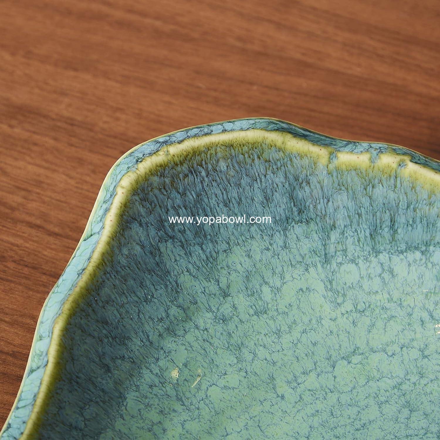 Wholesale Ceramic Decorative Dish, 12'' Green Bowl, Versatile Centerpiece Decor, Key Bowl, Gift Tray for Entryway and Living Room - Factory