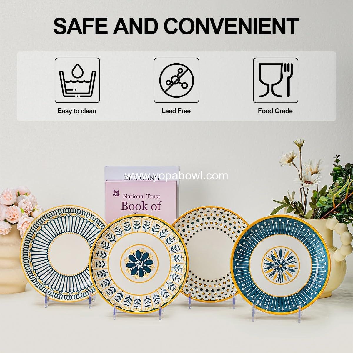 Wholesale 24 Oz Ceramic Pasta Bowls Set of 4, 8 Inch Colorful Serving Bowls for Pasta, Salad, Oatmeal, and Fruit, Easy to Clean, Dishwasher & Microwave Safe, Scratch-Resistant, Lead-Free Factory