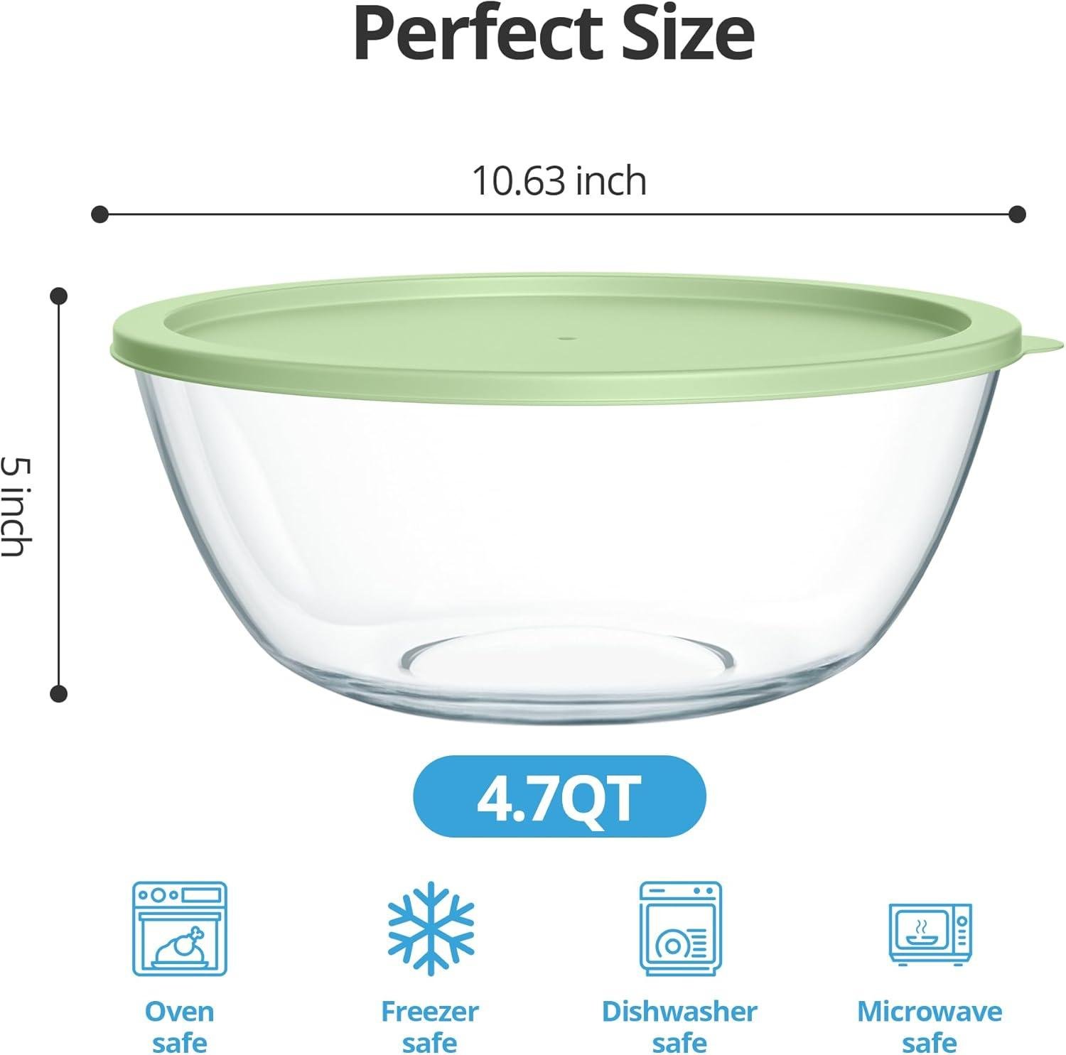 Wholesale Extra Large Clear Glass Mixing Bowls for Kitchen Salad and Bread Storage (4.7 Qt) - Factory