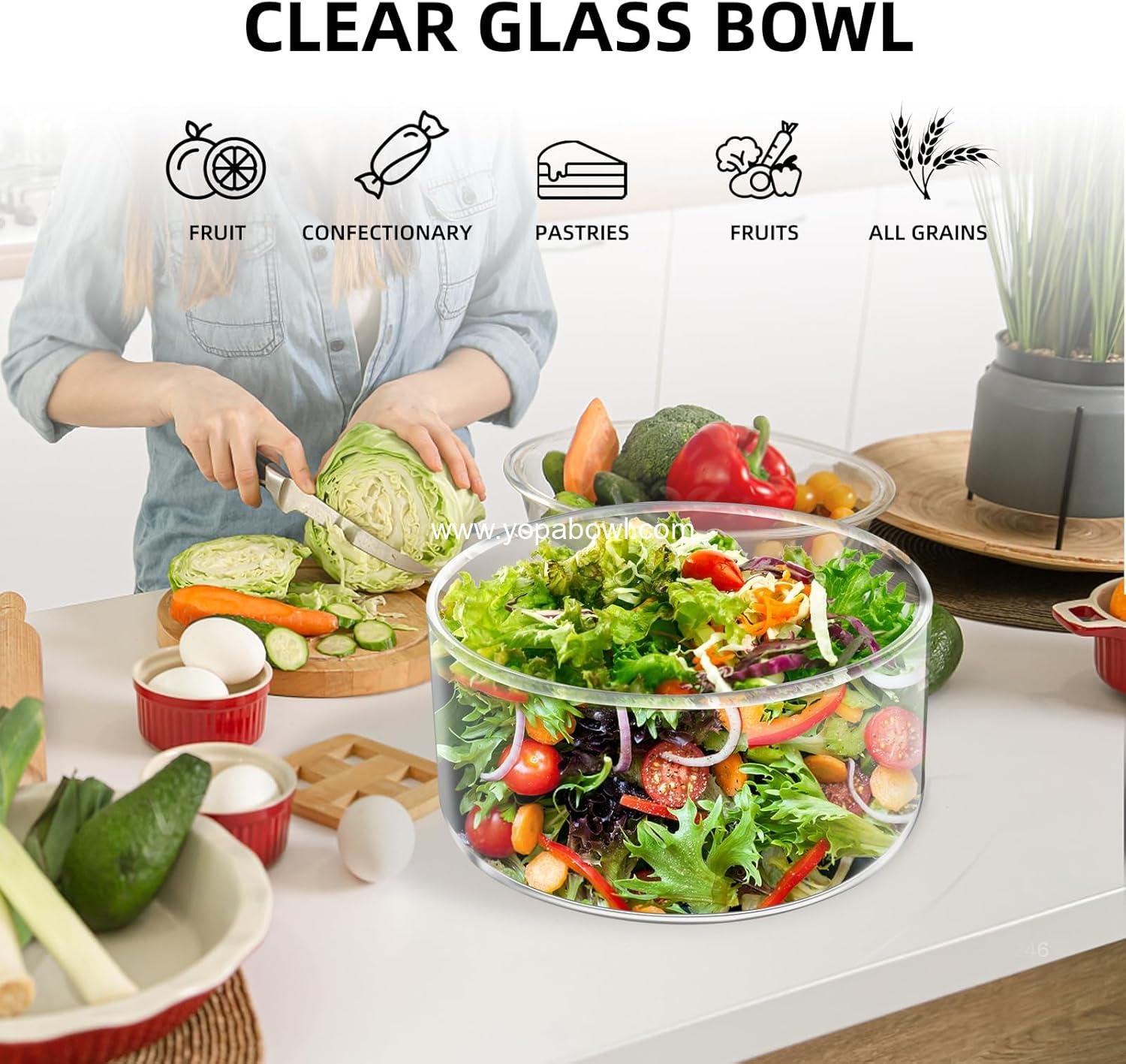 Wholesale 91oz Large Glass Bowls with Lids, Versatile Trifle and Mixing Serving Bowl for Ice Cream, Cakes, Cupcakes, Salads, Microwave & Dishwasher Safe - Manufacturer