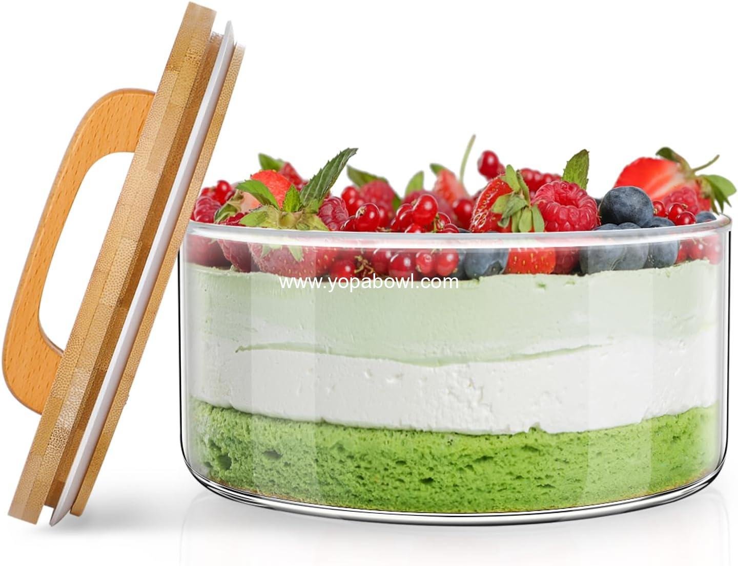 Dualshine 91oz Large Glass Bowls with Lids, Salad Trifle Bowl, Glass Mixing Serving Bowl with Lid, Trifle Dish for Storing Ice Cream, Cakes, Cupcakes, Salads, Microwave & Dishwasher Safe