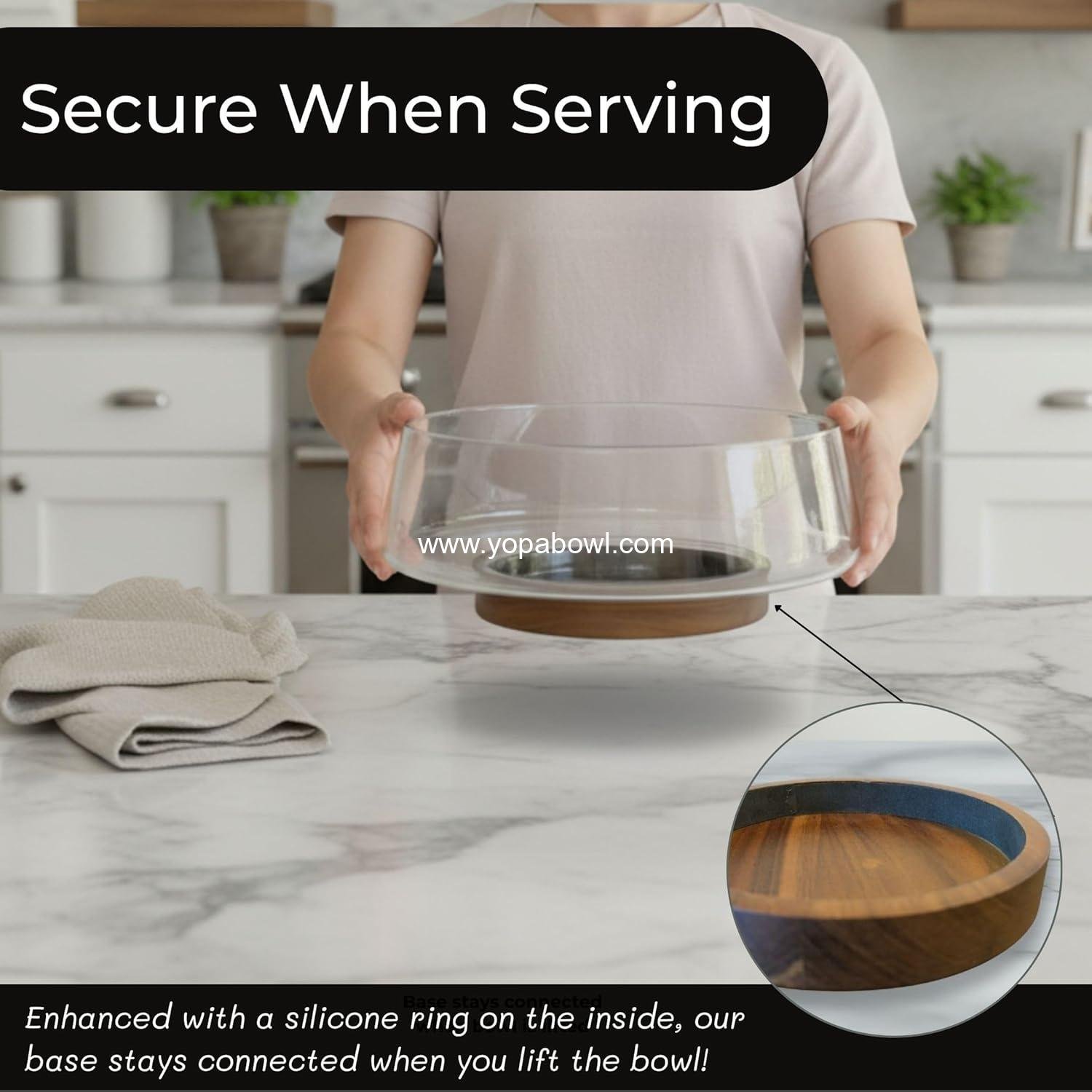 Wholesale Large Glass Salad Bowl Set with Acacia Wood Base & Servers – Elegant Modern Serveware for Salads, Pasta, Fruit & Snacks – Easy-Clean Solution for Hosting & Housewarming Gifts - Factory Wholesale Large Glass Salad Bowl Set with Acacia Wood Base & Servers – Elegant Modern Serveware for Salads, Pasta, Fruit & Snacks – Easy-Clean Solution for Hosting & Housewarming Gifts - Factory