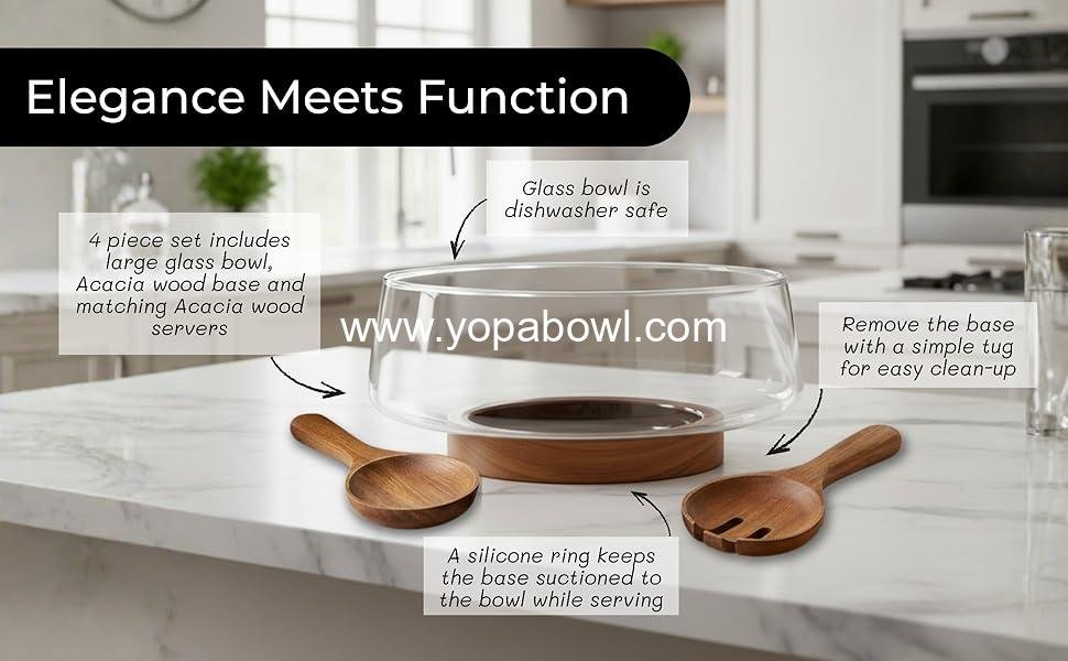 Wholesale Large Glass Salad Bowl Set with Acacia Wood Base & Servers – Elegant Modern Serveware for Salads, Pasta, Fruit & Snacks – Easy-Clean Solution for Hosting & Housewarming Gifts - Factory Wholesale Large Glass Salad Bowl Set with Acacia Wood Base & Servers – Elegant Modern Serveware for Salads, Pasta, Fruit & Snacks – Easy-Clean Solution for Hosting & Housewarming Gifts - Factory
