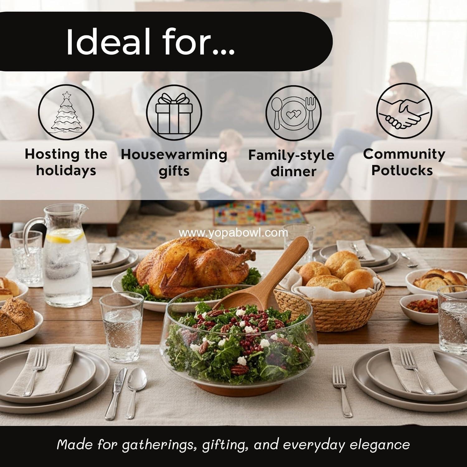 Wholesale Large Glass Salad Bowl Set with Acacia Wood Base & Servers – Elegant Modern Serveware for Salads, Pasta, Fruit & Snacks – Easy-Clean Solution for Hosting & Housewarming Gifts - Factory Wholesale Large Glass Salad Bowl Set with Acacia Wood Base & Servers – Elegant Modern Serveware for Salads, Pasta, Fruit & Snacks – Easy-Clean Solution for Hosting & Housewarming Gifts - Factory