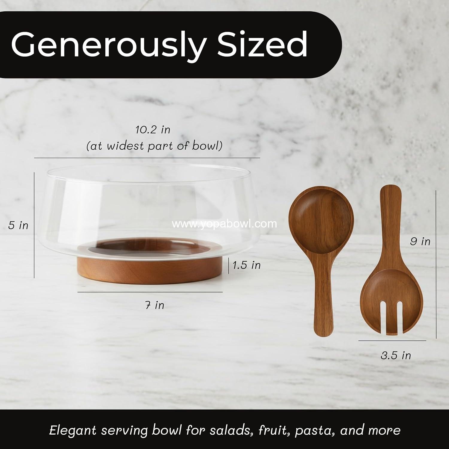 Wholesale Large Glass Salad Bowl Set with Acacia Wood Base & Servers – Elegant Modern Serveware for Salads, Pasta, Fruit & Snacks – Easy-Clean Solution for Hosting & Housewarming Gifts - Factory Wholesale Large Glass Salad Bowl Set with Acacia Wood Base & Servers – Elegant Modern Serveware for Salads, Pasta, Fruit & Snacks – Easy-Clean Solution for Hosting & Housewarming Gifts - Factory