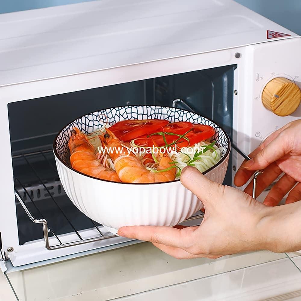 Wholesale 60 oz Large Soup Bowl Set, Pho and Ramen Bowls, Big Porcelain Bowls (3 pcs, 8 inches, Stripe Pattern) Factory