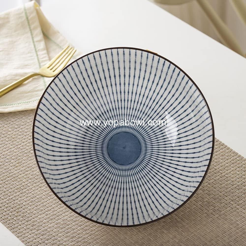 Wholesale 60 oz Large Soup Bowl Set, Pho and Ramen Bowls, Big Porcelain Bowls (3 pcs, 8 inches, Stripe Pattern) Factory