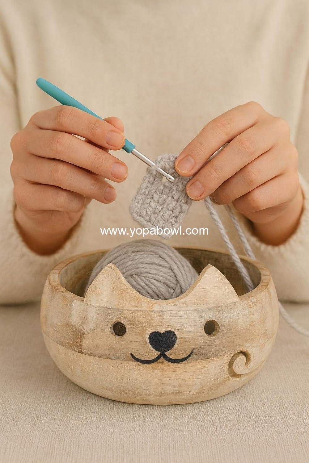 Wholesale Wooden Yarn Bowl for Women - Large 7 x 3 Knitting and Crochet Organizer, Handmade Crocheting Accessories and Supplies, Factory