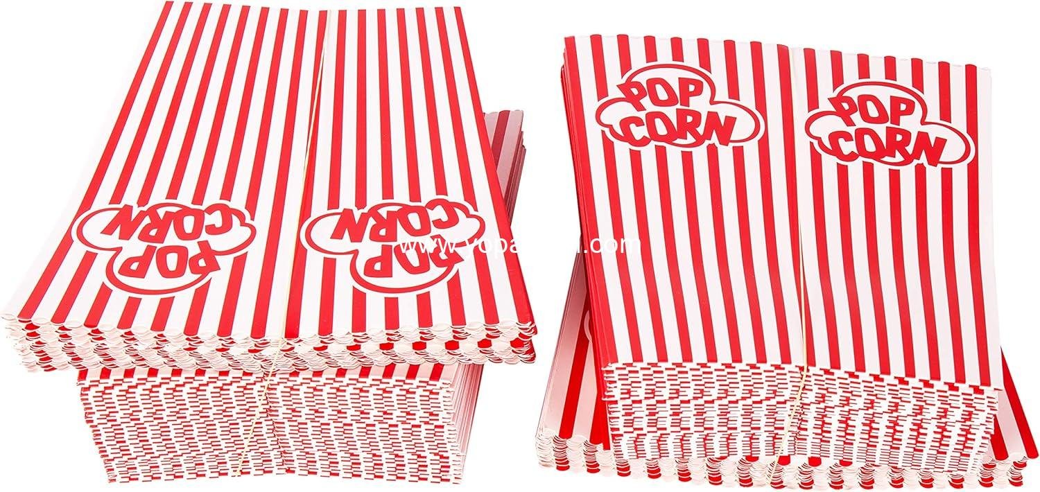Wholesale Popcorn Containers Boxes 100 Pack - Striped White and Red Paper for Home Movie Theater - Factory