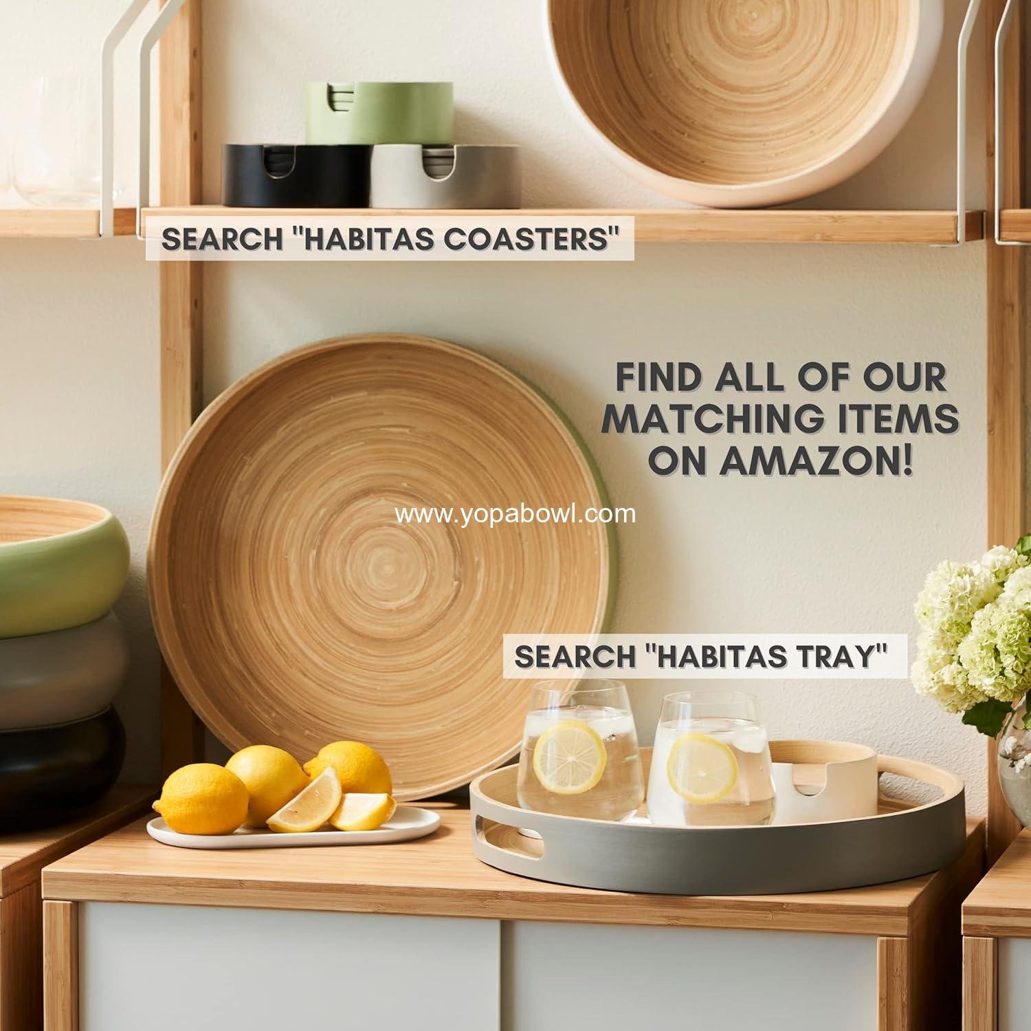 Wholesale Fruit Bowl for Kitchen Counter - Large Decorative Serving Bowl and Fruit Basket in Gray Spun Bamboo - Factory