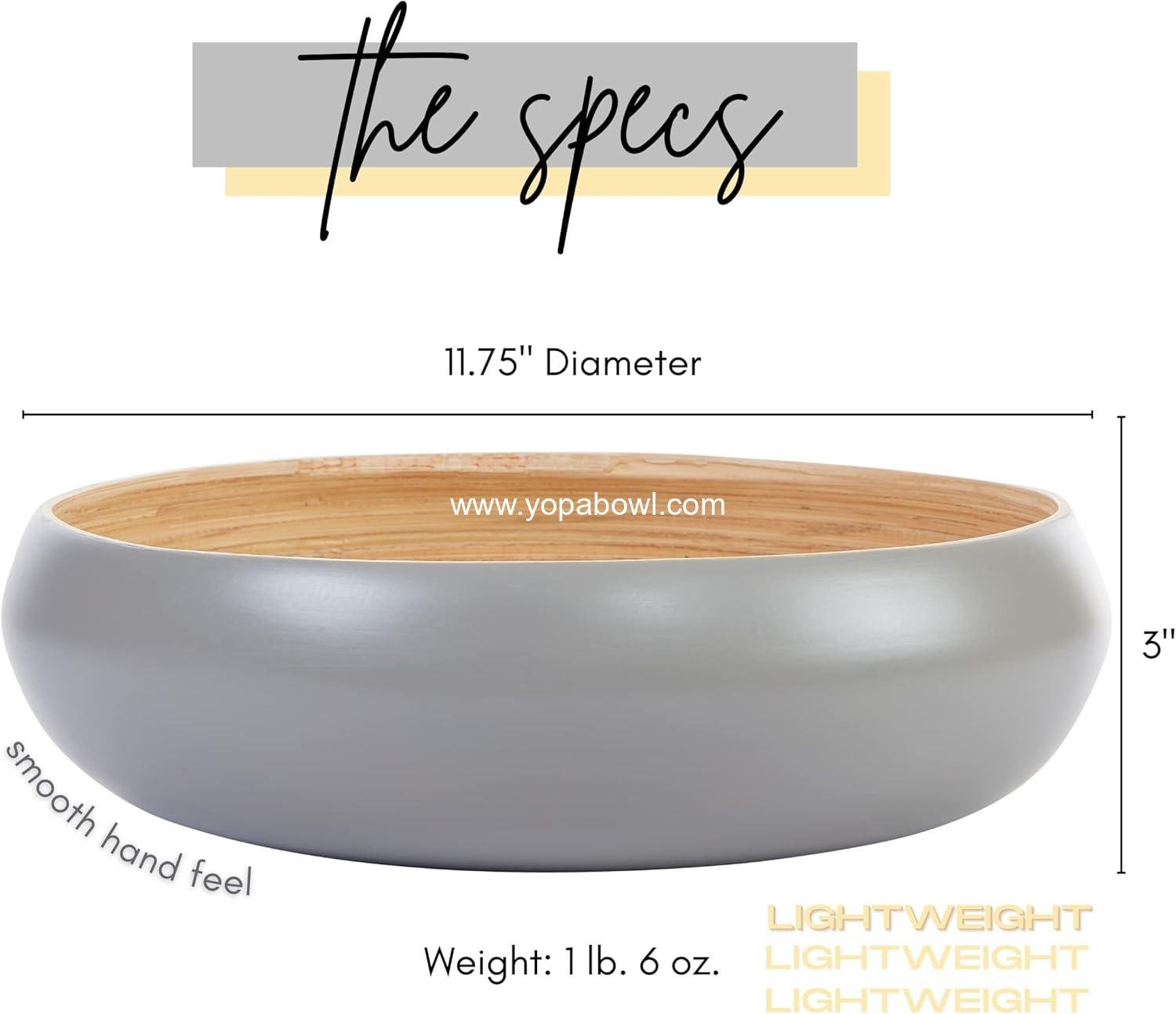 Wholesale Fruit Bowl for Kitchen Counter - Large Decorative Serving Bowl and Fruit Basket in Gray Spun Bamboo - Factory