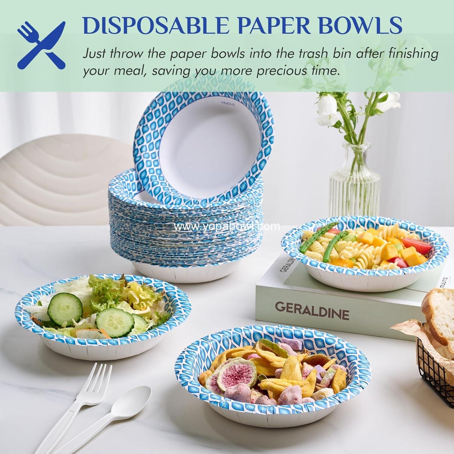 Wholesale 20 Oz Disposable Paper Bowls, 180 Count Soak Proof Large Bowls for Breakfast, Lunch, and Dinner - Factory