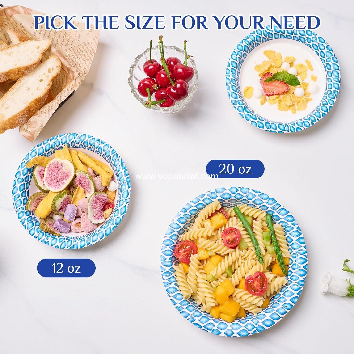 Wholesale 20 Oz Disposable Paper Bowls, 180 Count Soak Proof Large Bowls for Breakfast, Lunch, and Dinner - Factory