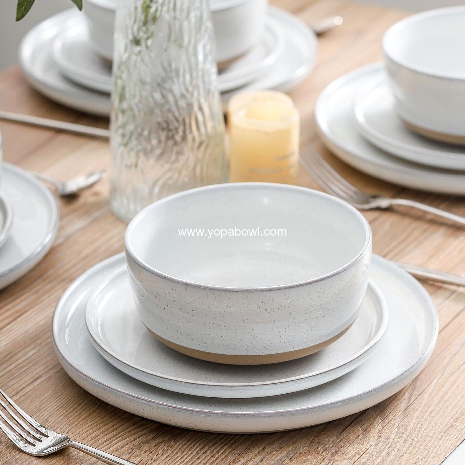 Wholesale Ceramic Soup Bowls Set of 6, 30 oz Stoneware Cereal Bowls for Oatmeal, Popcorn, Soup, Pasta, and Fruit, Microwave & Dishwasher Safe, White Factory