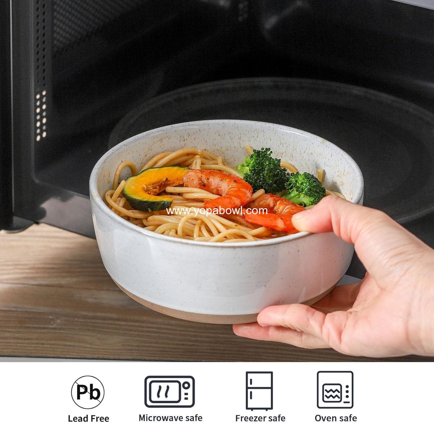 Wholesale Ceramic Soup Bowls Set of 6, 30 oz Stoneware Cereal Bowls for Oatmeal, Popcorn, Soup, Pasta, and Fruit, Microwave & Dishwasher Safe, White Factory