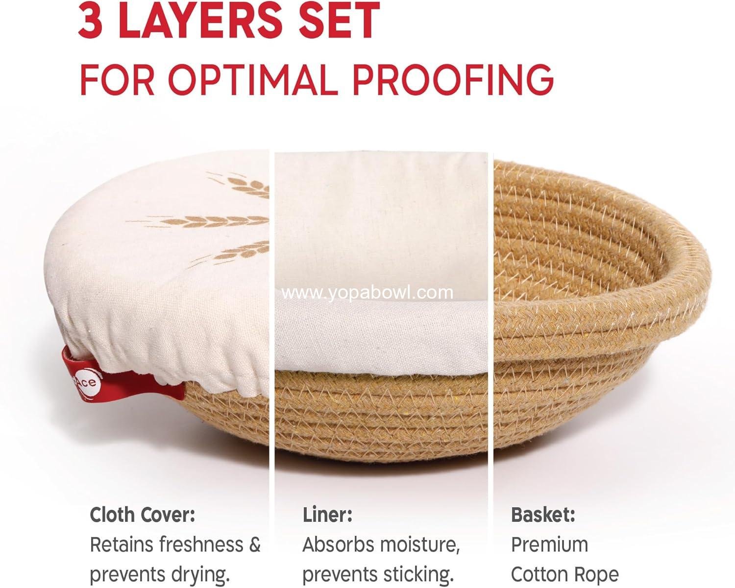 Wholesale Cotton Rope Banneton Bread Proofing Basket Set - Oval & Round Baskets with Liners & Covers for Artisan and Sourdough Bread Baking Factory Wholesale Cotton Rope Banneton Bread Proofing Basket Set - Oval & Round Baskets with Liners & Covers for Artisan and Sourdough Bread Baking Factory