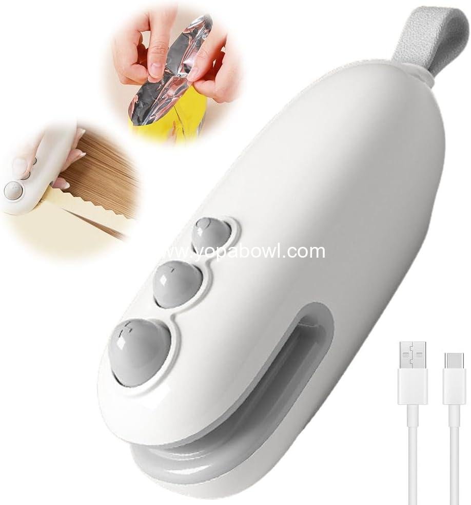 Mini Bag Sealer, 2025 Upgrade Portable Handheld Vacuum Food Sealer Bag Sealing Machine for Plastic Bags Snack Bags, Rechargeable Food Bag Sealer for Travelers (White)