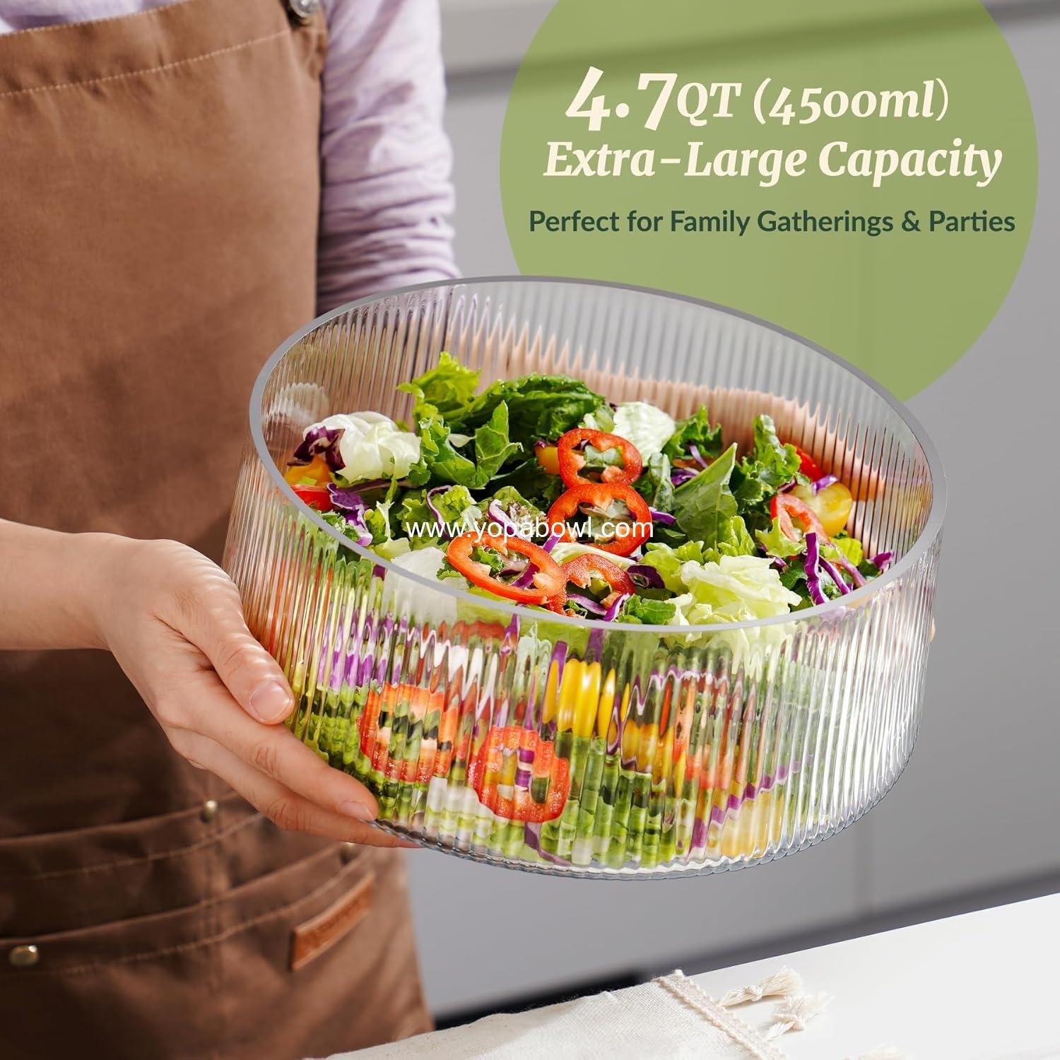 Wholesale Extra Large Glass Salad Bowl with Natural Acacia Wood Base & Wooden Serving Utensils – Oversized Multipurpose Bowl for Family Dinners, Parties, and Gatherings (Separate-Piece Design) Factory Wholesale Extra Large Glass Salad Bowl with Natural Acacia Wood Base & Wooden Serving Utensils – Oversized Multipurpose Bowl for Family Dinners, Parties, and Gatherings (Separate-Piece Design) Factory