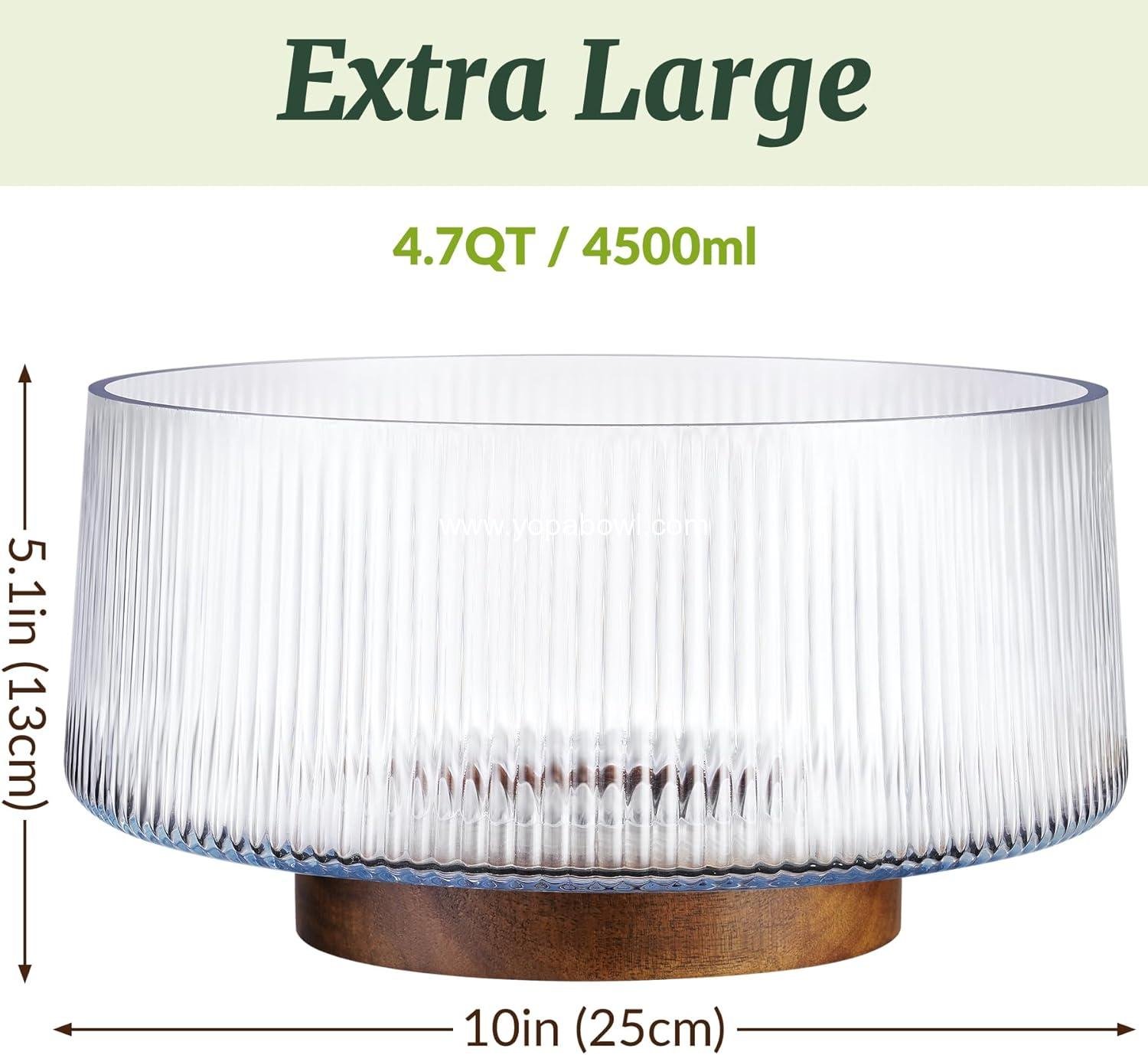 Wholesale Extra Large Glass Salad Bowl with Natural Acacia Wood Base & Wooden Serving Utensils – Oversized Multipurpose Bowl for Family Dinners, Parties, and Gatherings (Separate-Piece Design) Factory Wholesale Extra Large Glass Salad Bowl with Natural Acacia Wood Base & Wooden Serving Utensils – Oversized Multipurpose Bowl for Family Dinners, Parties, and Gatherings (Separate-Piece Design) Factory