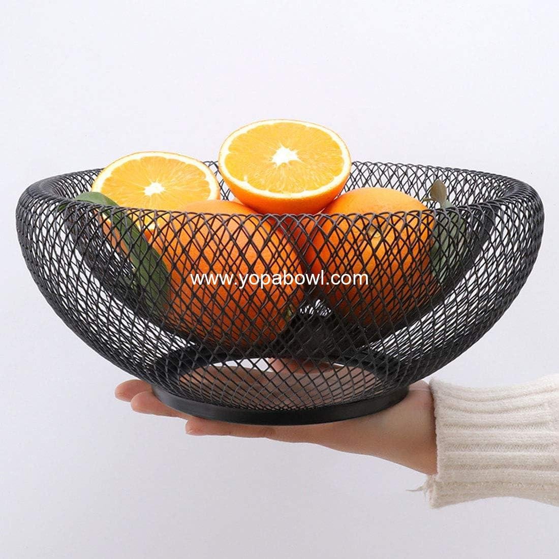 Wholesale Metal Iron Wire Vegetable Serving Bowl Basket for Kitchen Counter, Dining Room Centerpiece, Modern Stylish Round Black - Factory