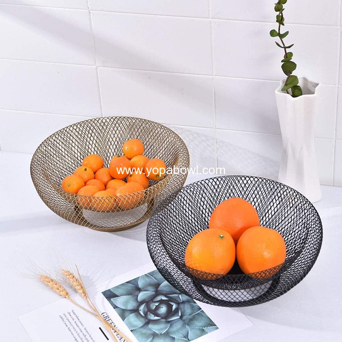 Wholesale Metal Iron Wire Vegetable Serving Bowl Basket for Kitchen Counter, Dining Room Centerpiece, Modern Stylish Round Black - Factory