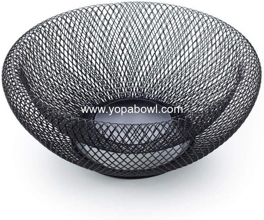 Wholesale Metal Iron Wire Vegetable Serving Bowl Basket for Kitchen Counter, Dining Room Centerpiece, Modern Stylish Round Black - Factory