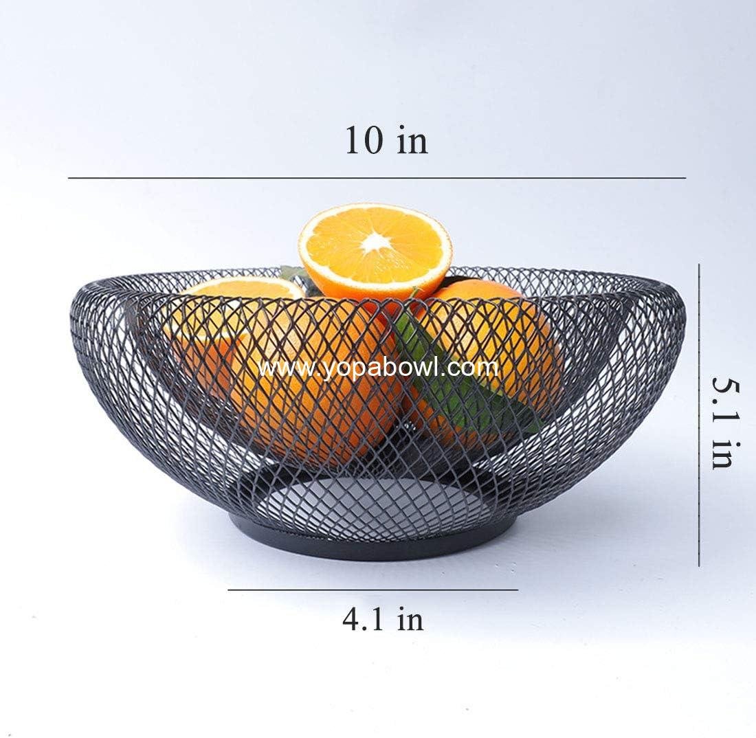 Wholesale Metal Iron Wire Vegetable Serving Bowl Basket for Kitchen Counter, Dining Room Centerpiece, Modern Stylish Round Black - Factory