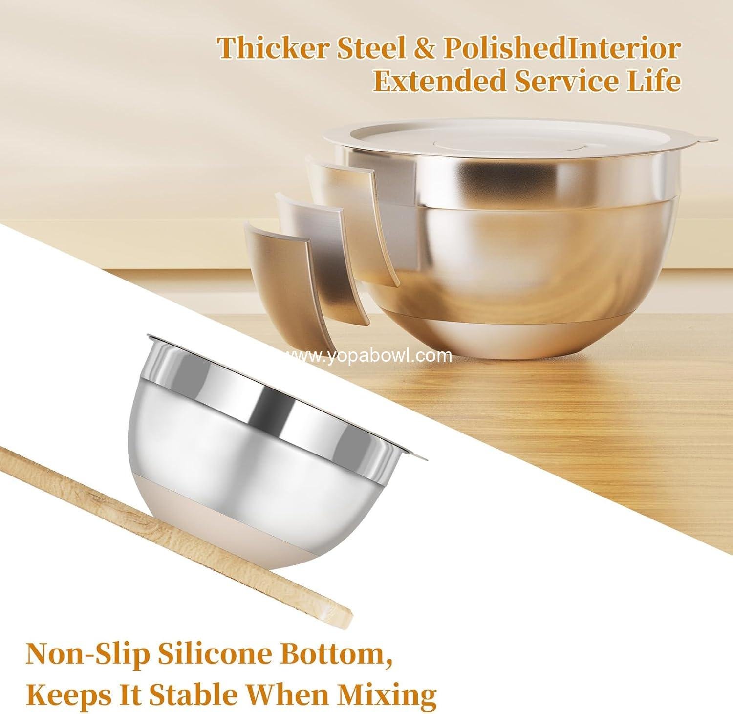 Wholesale Mixing Bowls with Lids Set, 6 Piece Stainless Steel Nesting Bowls for Kitchen, Includes 3 Grater Attachments & Non-Slip Bottoms, Sizes: 5.5 QT, 3.5 QT, 2.5 QT, 2.1 QT, 1.5 QT, 1.1 QT, Factory Wholesale Mixing Bowls with Lids Set, 6 Piece Stainless Steel Nesting Bowls for Kitchen, Includes 3 Grater Attachments & Non-Slip Bottoms, Sizes: 5.5 QT, 3.5 QT, 2.5 QT, 2.1 QT, 1.5 QT, 1.1 QT, Factory