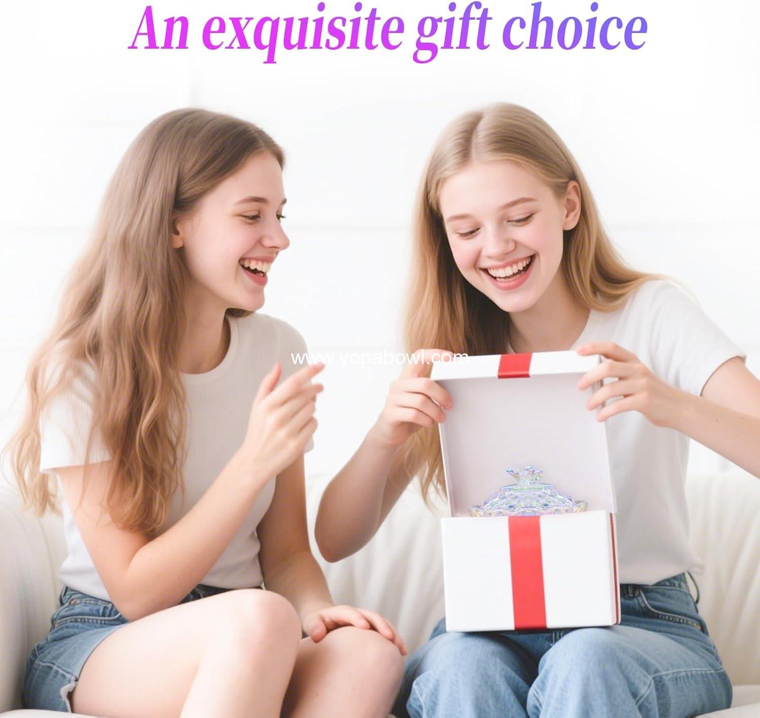 OEM Crystal Sugar Bowl with Butterfly Lid, Vintage Footed Candy Dish, Decorative Glass Jar for Jewelry, Ideal for Office, Bathroom, Weddings, Parties, Gifts for Women, Girls, and Mothers Day, 10oz, Dazzling Colors, Factory