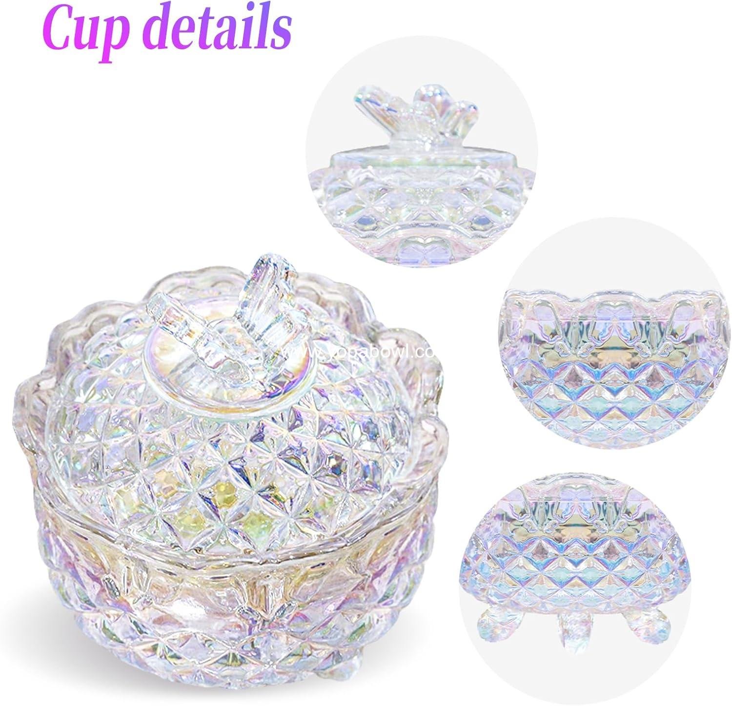 OEM Crystal Sugar Bowl with Butterfly Lid, Vintage Footed Candy Dish, Decorative Glass Jar for Jewelry, Ideal for Office, Bathroom, Weddings, Parties, Gifts for Women, Girls, and Mothers Day, 10oz, Dazzling Colors, Factory