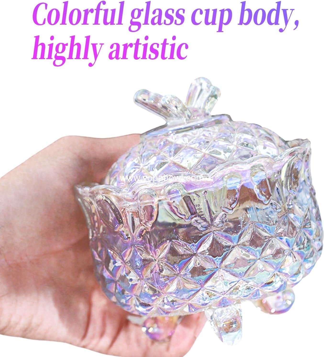 OEM Crystal Sugar Bowl with Butterfly Lid, Vintage Footed Candy Dish, Decorative Glass Jar for Jewelry, Ideal for Office, Bathroom, Weddings, Parties, Gifts for Women, Girls, and Mothers Day, 10oz, Dazzling Colors, Factory