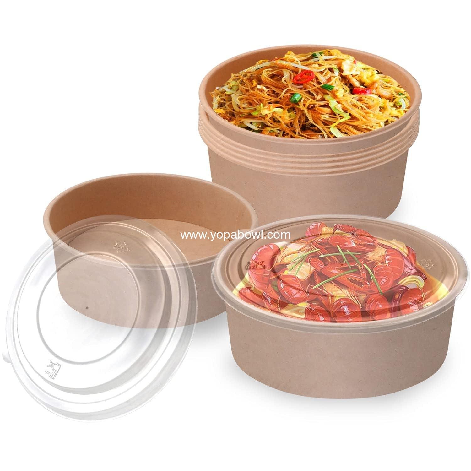 Wholesale 50 Pack 35 Oz Large Paper Bowls with Lids, Heavy Duty Disposable Bowls, Leakproof and Microwave Safe for Hot and Cold Use - Factory