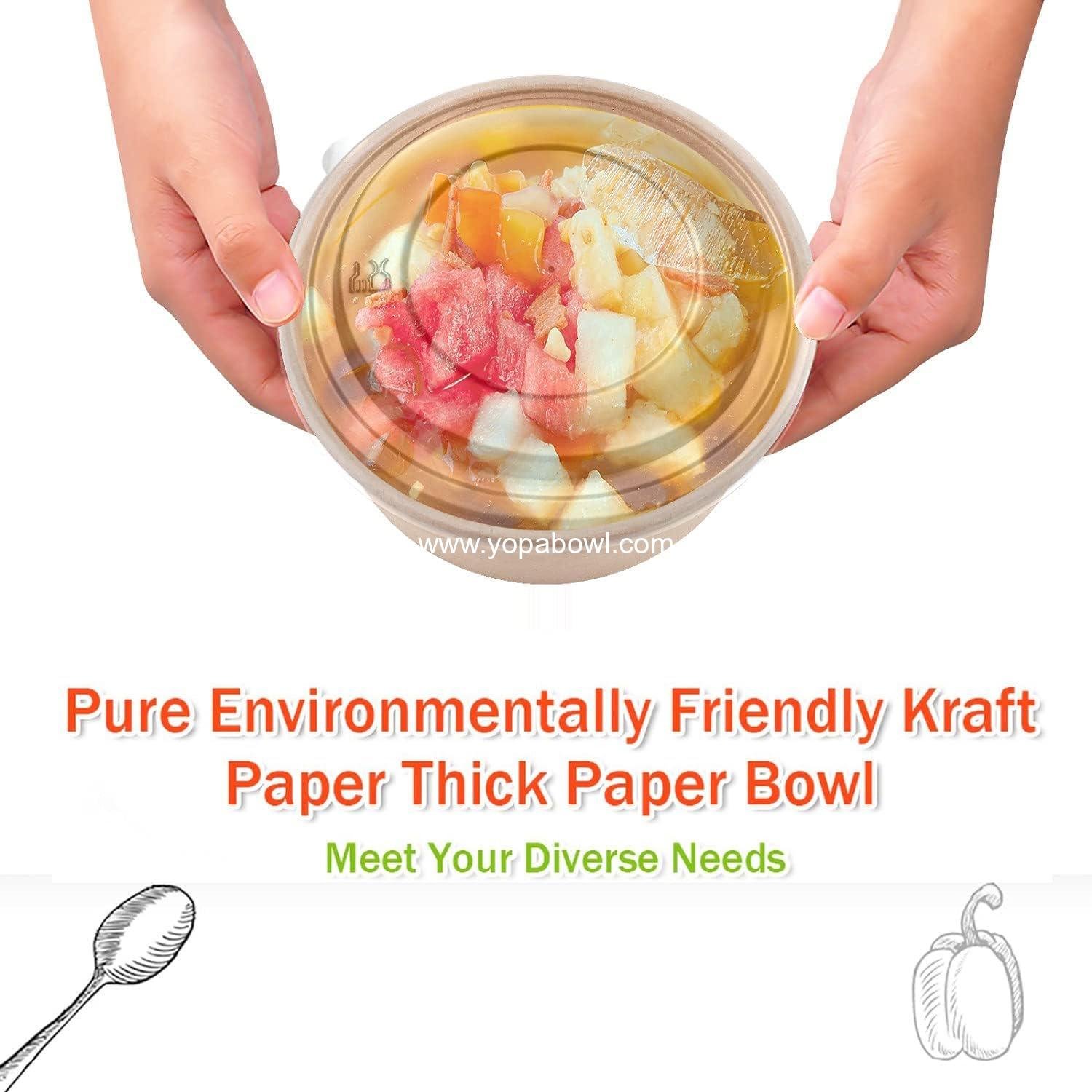 Wholesale 50 Pack 35 Oz Large Paper Bowls with Lids, Heavy Duty Disposable Bowls, Leakproof and Microwave Safe for Hot and Cold Use - Factory