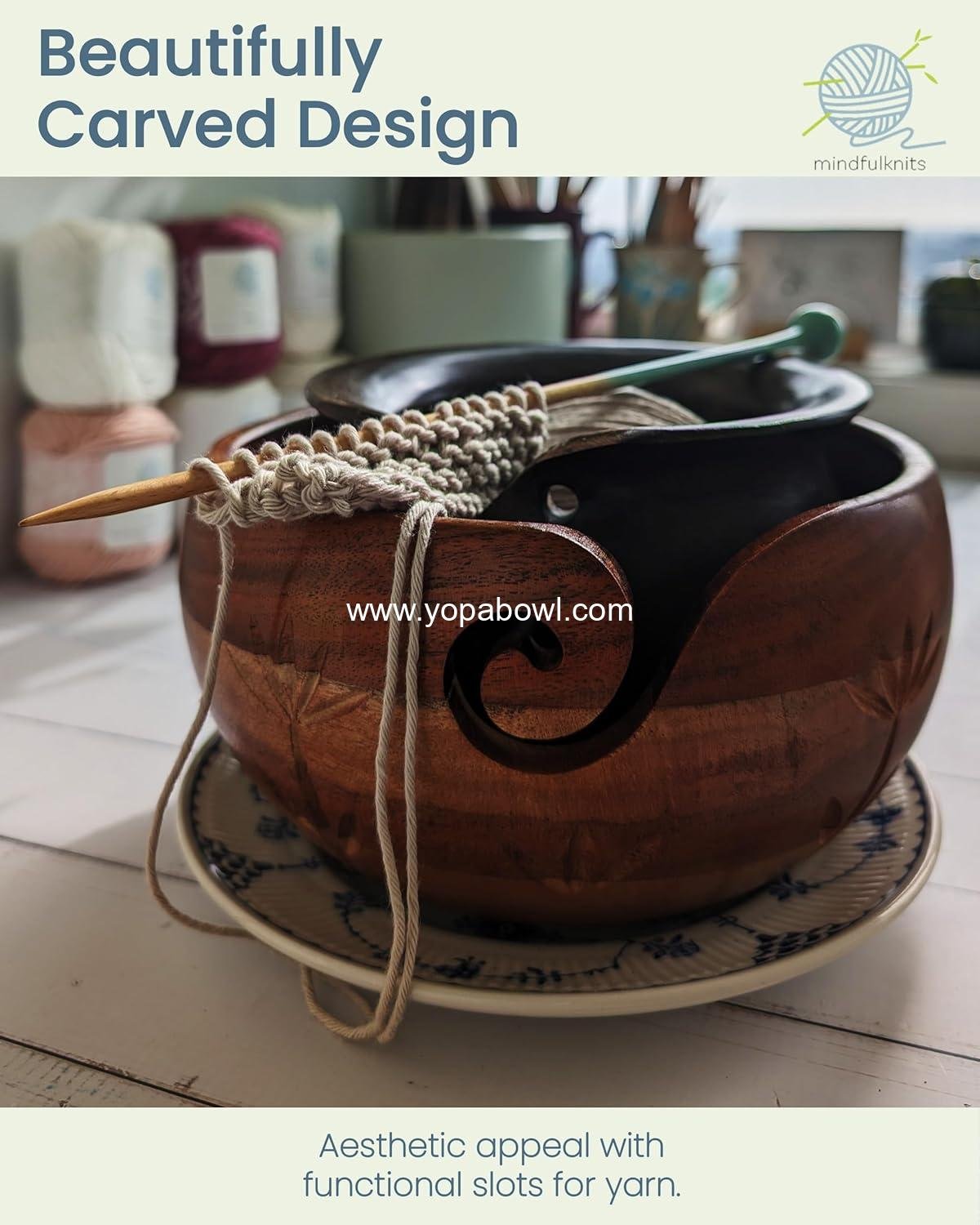 Wholesale Extra Large Acacia Wood Yarn Bowl with Holes for Knitting and Crochet Supplies - Relaxation and Stress Relief Manufacturer Wholesale Extra Large Acacia Wood Yarn Bowl with Holes for Knitting and Crochet Supplies - Relaxation and Stress Relief Manufacturer